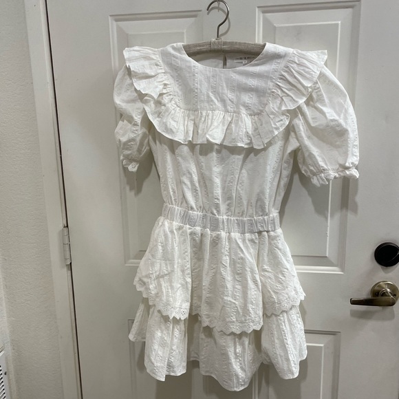 Free The Roses white tiered ruffle prairie cottagecore dress XS - Picture 2 of 8